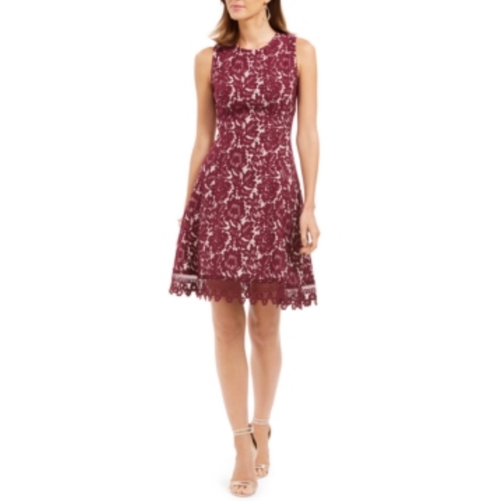 Donna Ricco Lace pattern A-Line Dress size 10
Burgundy And nude - Picture 4 of 12
